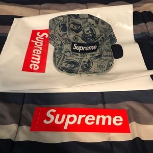 Supreme 100 Dollar Bill Camp Hat Blue